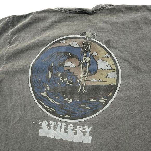 Stussy Skeleton Surfing ‘N Smoking Y2K Tee - Picture 3 of 7